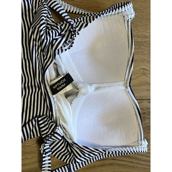 Nip Tuck Swim Navy & White One Piece Multi Fit Cup Bathing Suit USA Size 4 - Picture 3 of 16